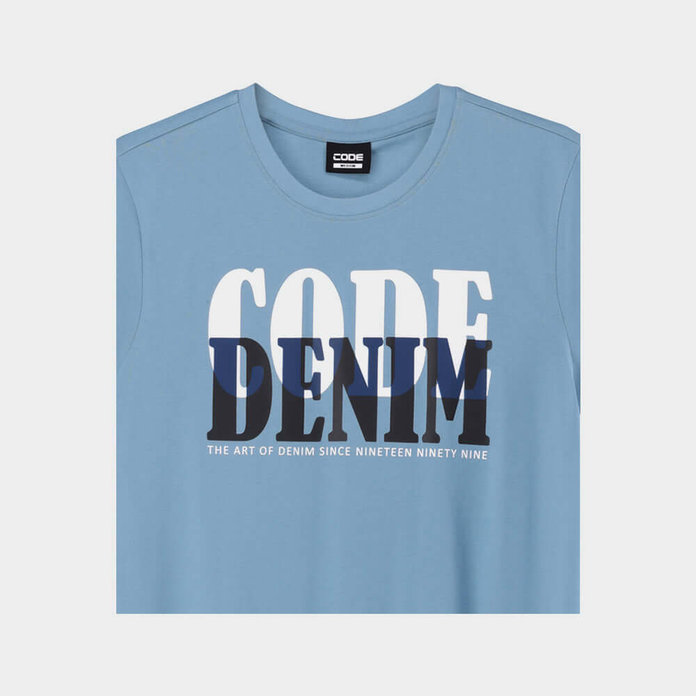 Code Mens Serif Overlap Graphic Tee Blue