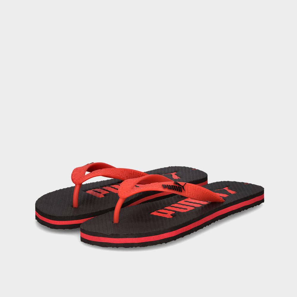 Puma Youth Essential Flip Ii Thong Sandals Black featuring a stylish design with thin rubber straps and cushioned EVA foot bed.