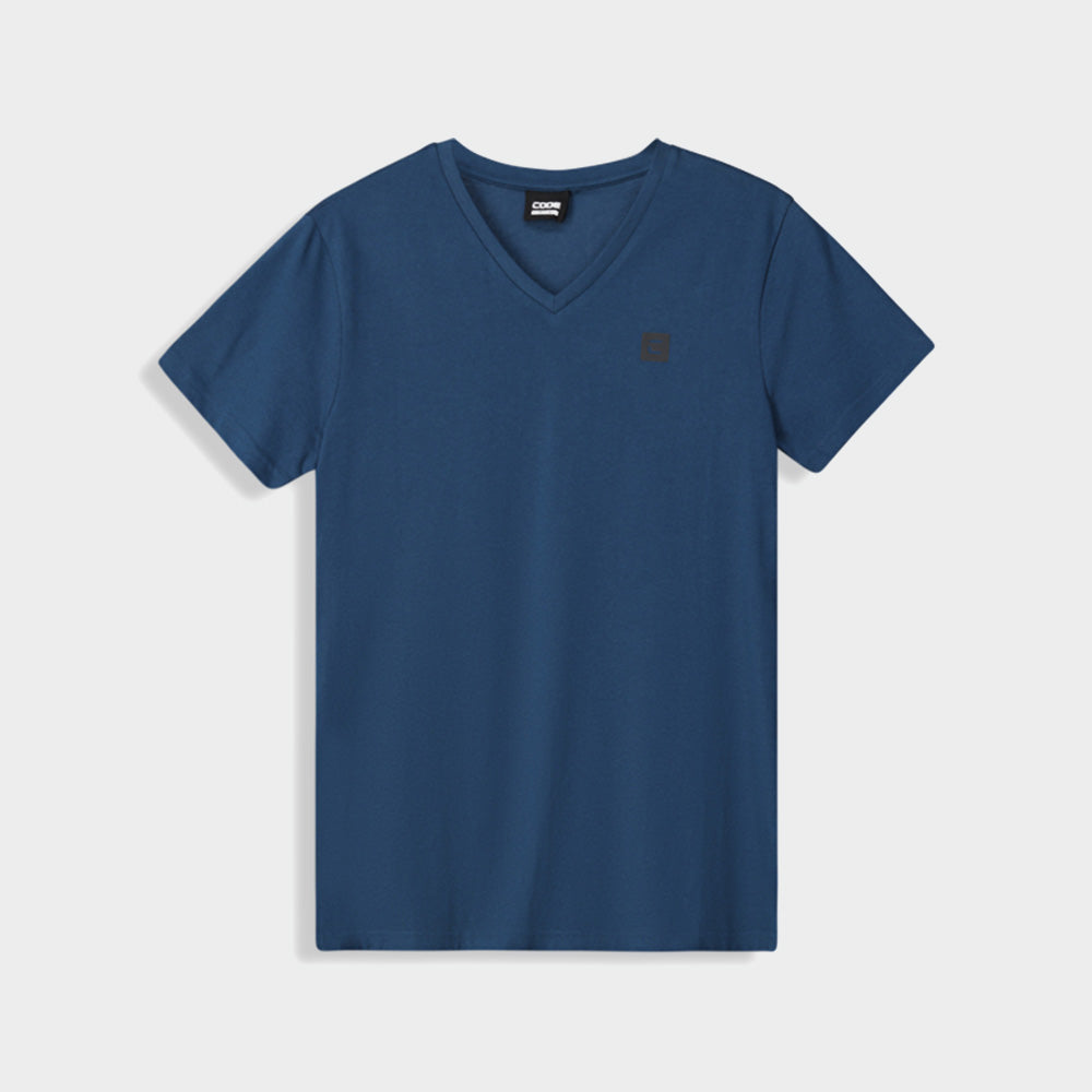 Code Mens Rib V-Neck Tee Blue