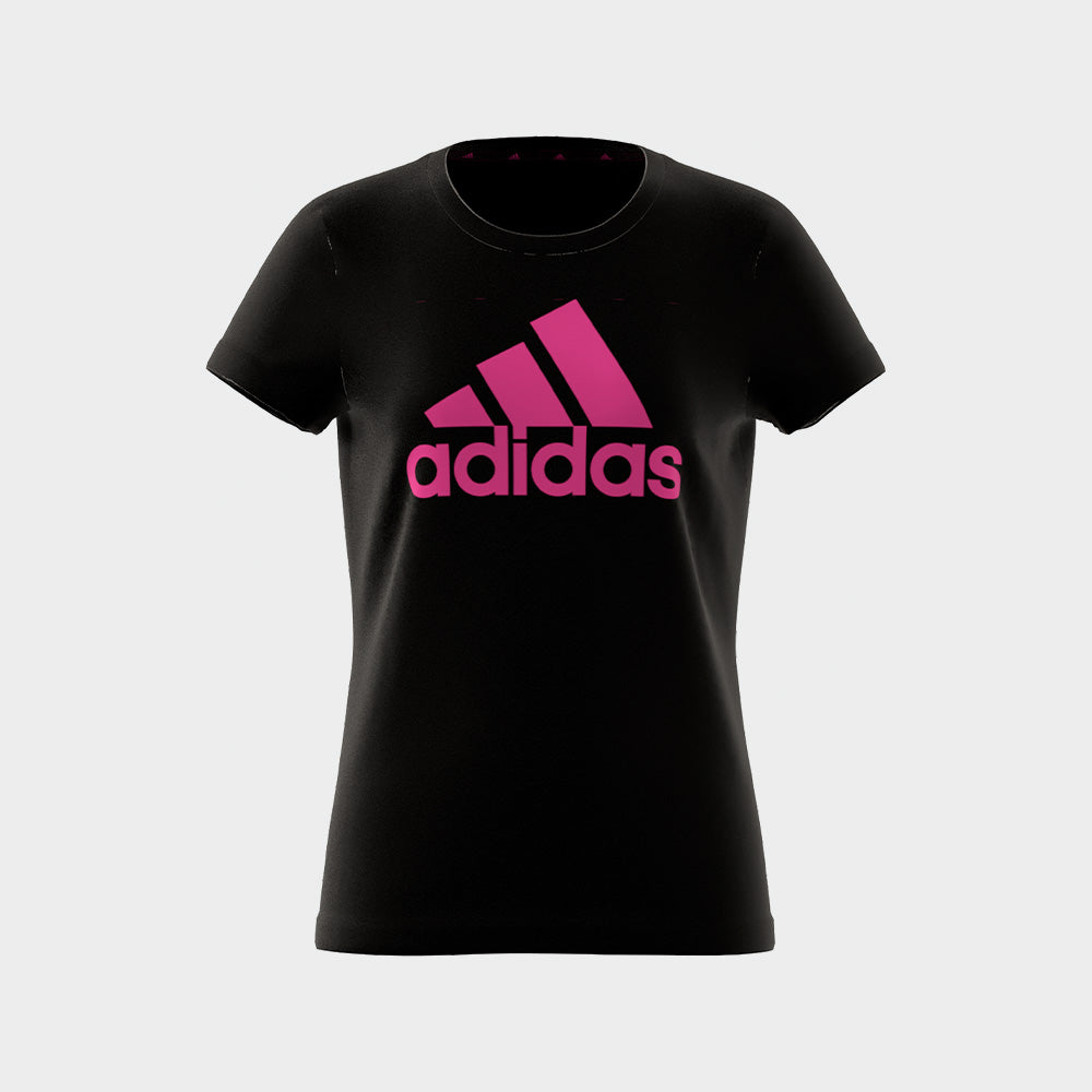 Adidas Girls Essential Badge of Sports Tee Black/Pink _ 173662 _ Black