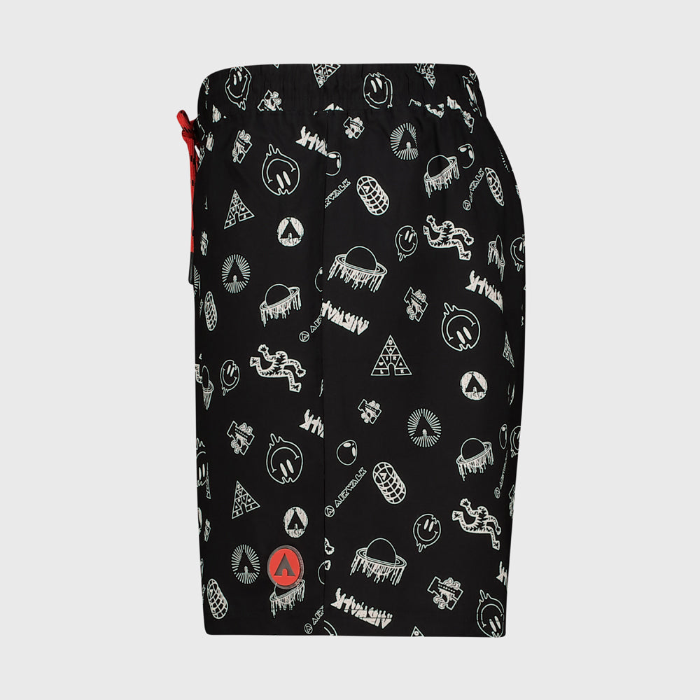 Airwalk Mens Grind Aop Shorts Black