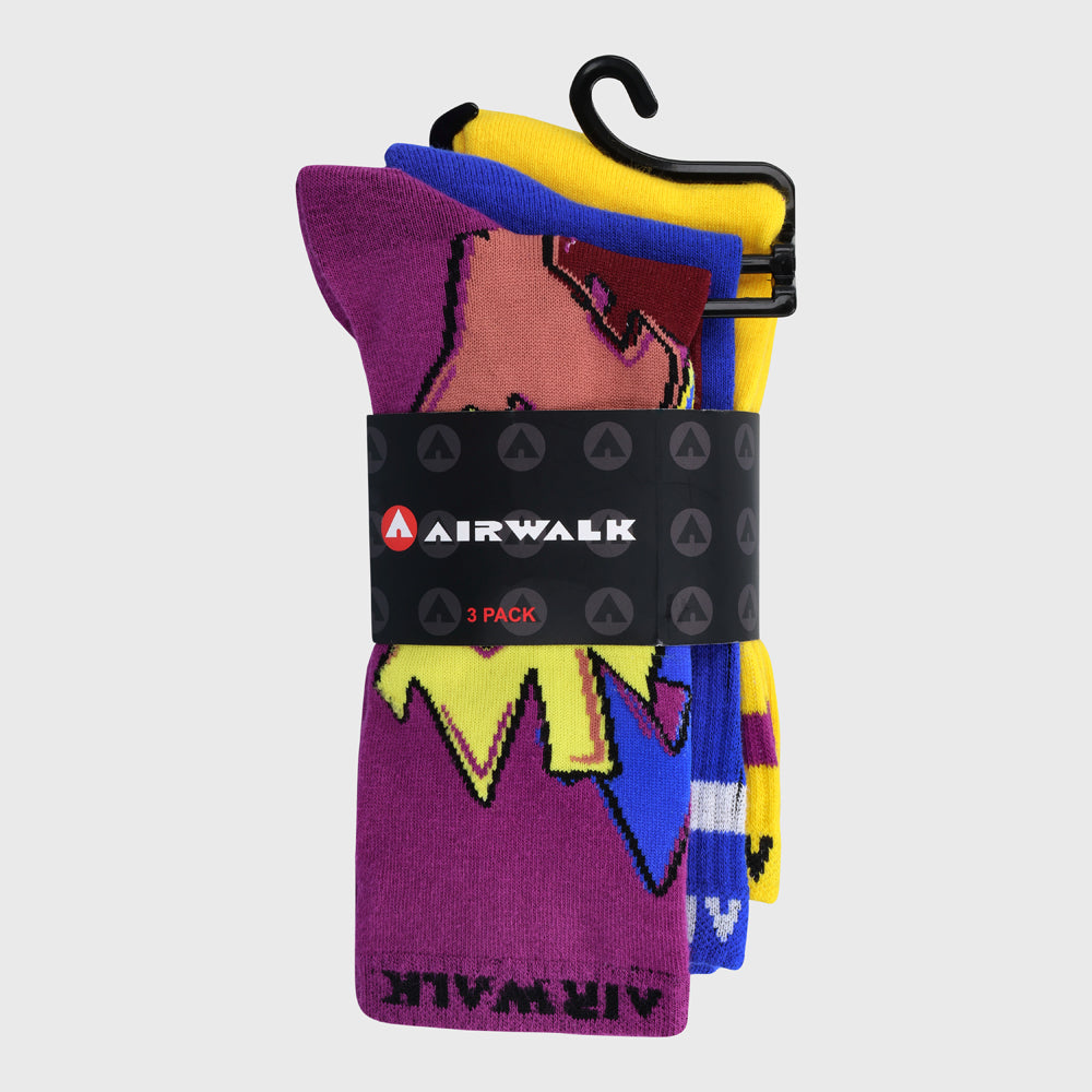 Airwalk 3 Pack Branded Crew Sock Multi