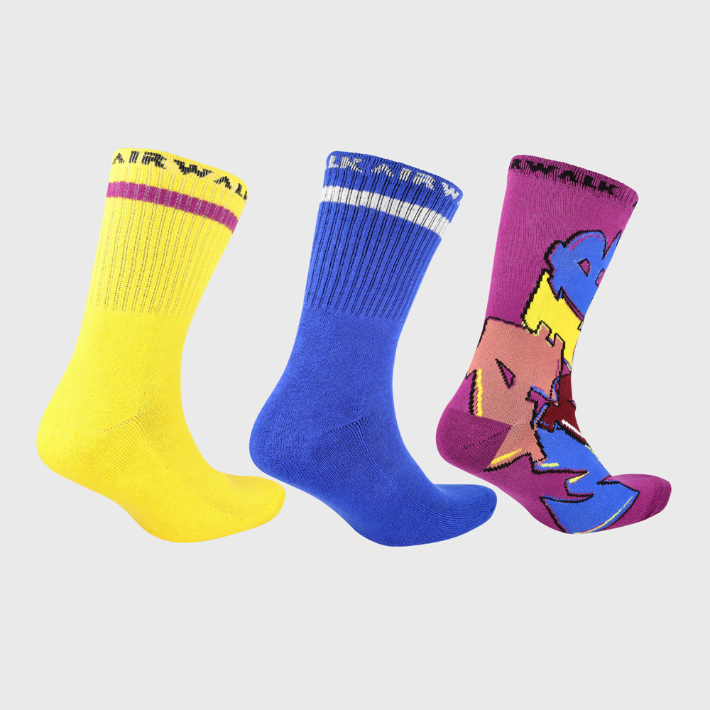 Airwalk 3 Pack Branded Crew Sock Multi