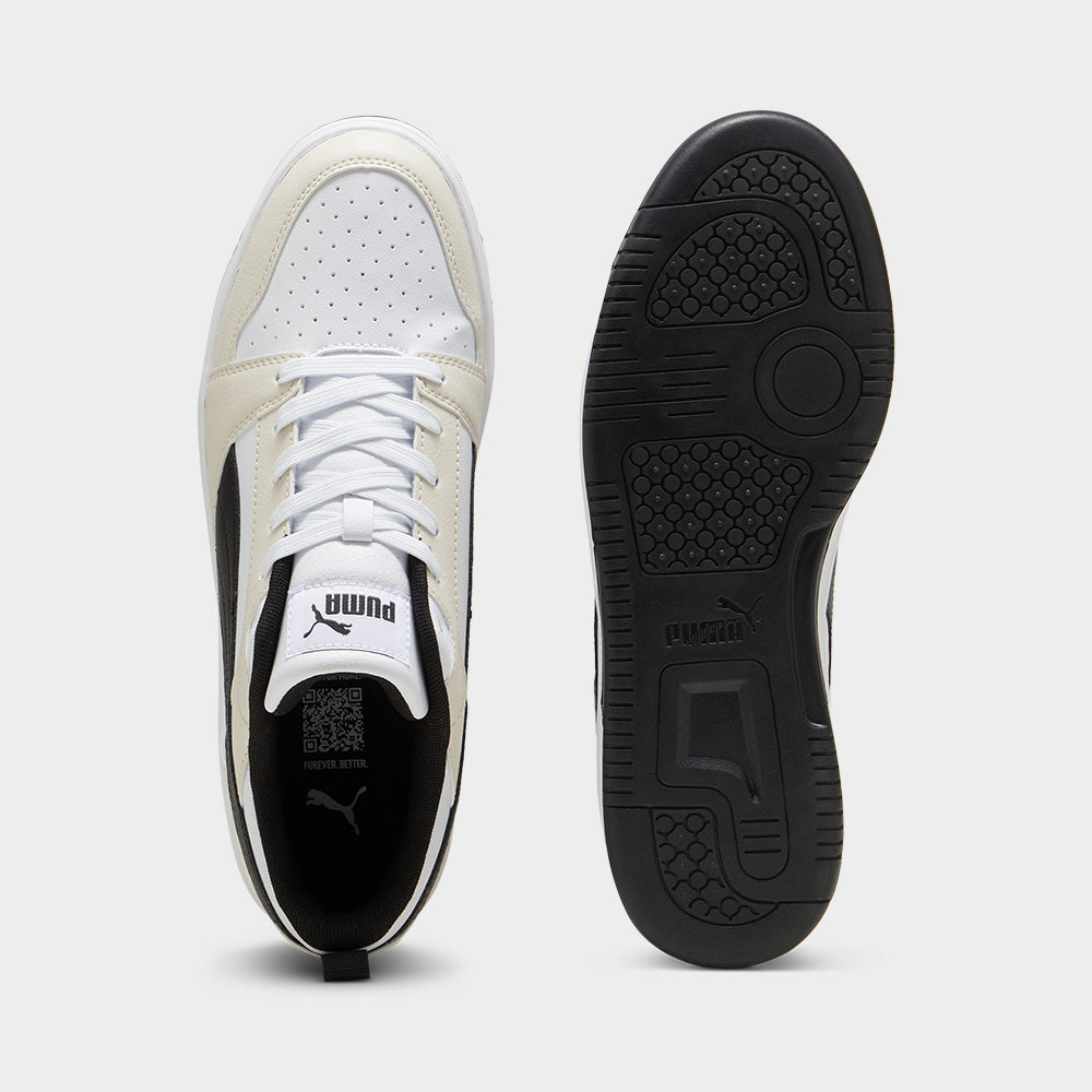 Puma Mens Rebound V6 Low Sneaker White/beige/black  _ 181374 _ White