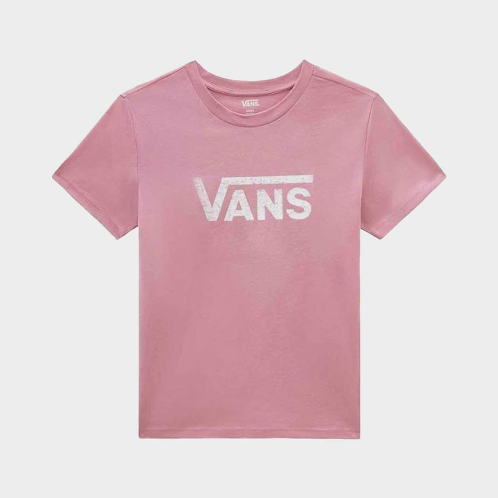 Vans Womens Drop V Tee Pink/White _ 181729 _ Pink