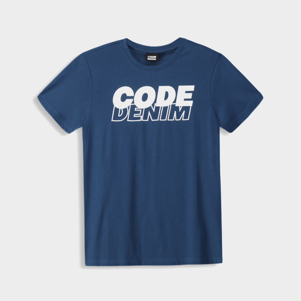 Code Mens Slant Graphic Tee Blue/White _ 182604 _ Blue