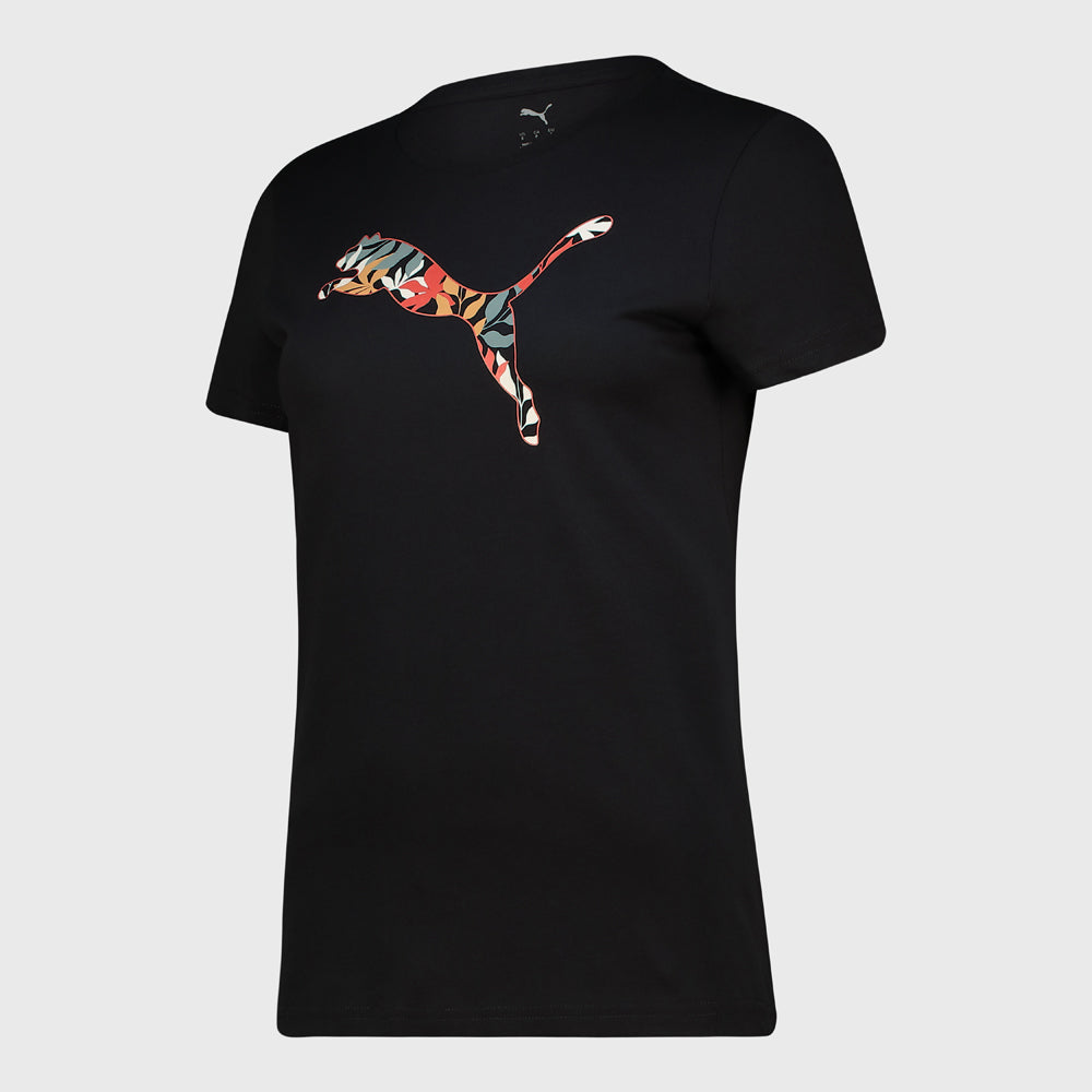 Puma Womens Graphics Floral Logo Tee Black/Multi _ 183312 _ Black