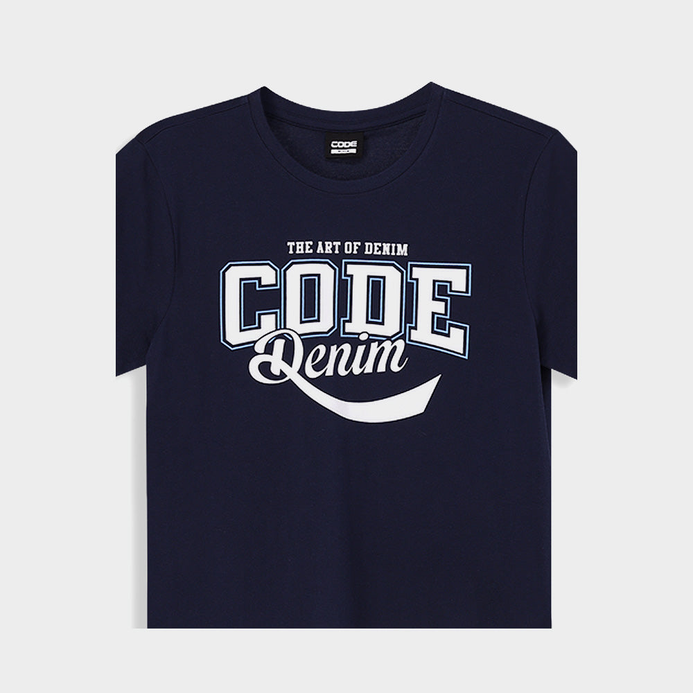 Code Mens Denim Swoosh Graphic Tee Blue