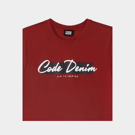 CODE MENS Distressed Graphic Tee RED