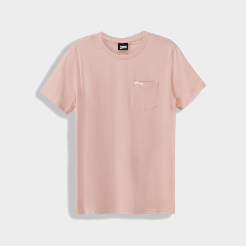 Code Mens Rib Crew Pocket Tee Pink