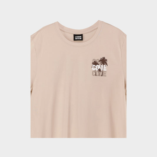 Code Mens Palm Tree Graphic Tee Beige