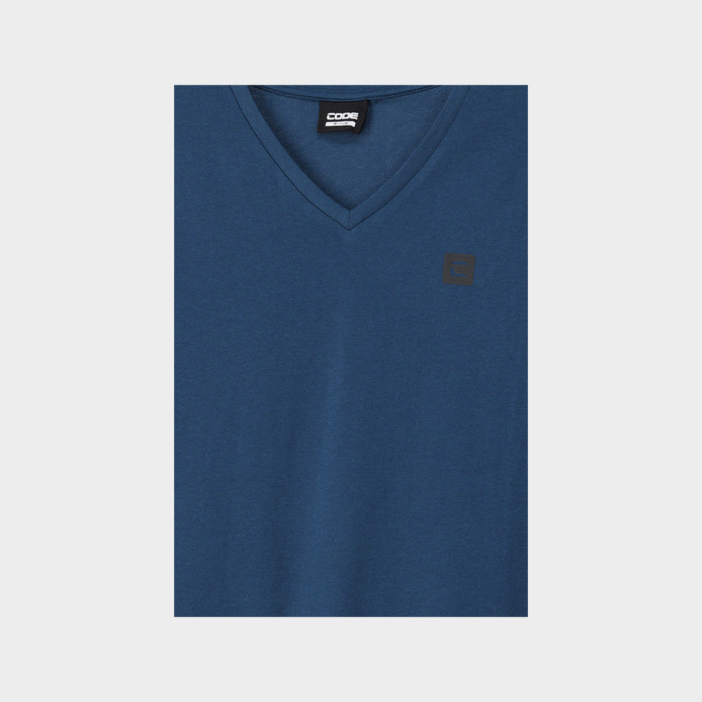 Code Mens Rib V-Neck Tee Blue