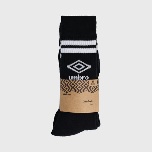 UMBRO 3 Pack Stripe Crew Socks BLACK