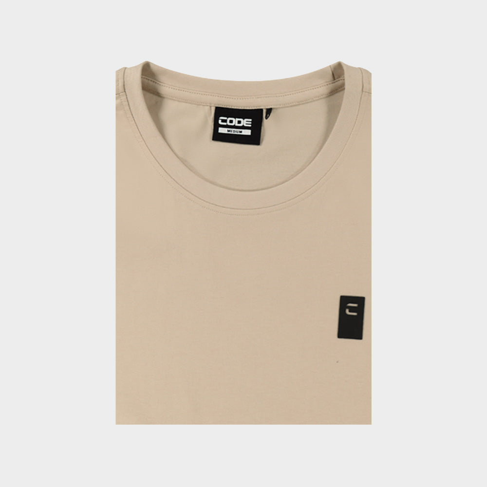 Code Mens Rib Crew Neck Tee Beige