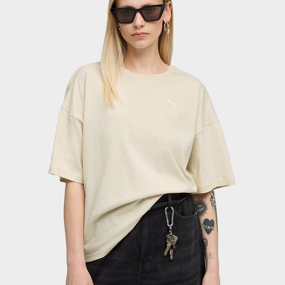 Puma Womens Her Oversized Tee Beige