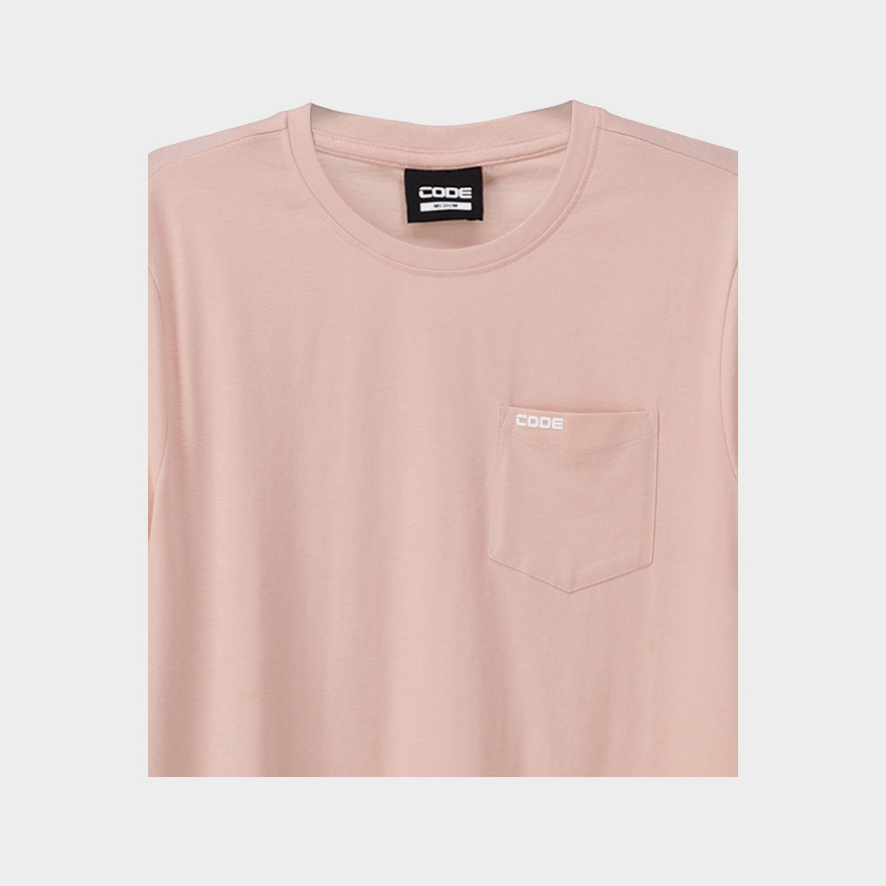 Code Mens Rib Crew Pocket Tee Pink