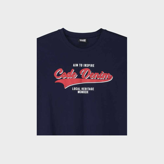 CODE MENS Art Denim Graphic Tee BLUE