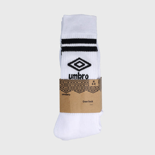 UMBRO 3 Pack Stripe Crew Socks WHITE
