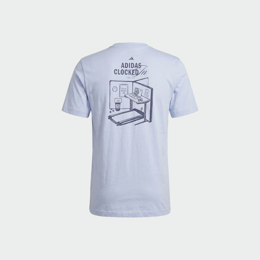 Adidas Mens Clocked In office Tee Blue