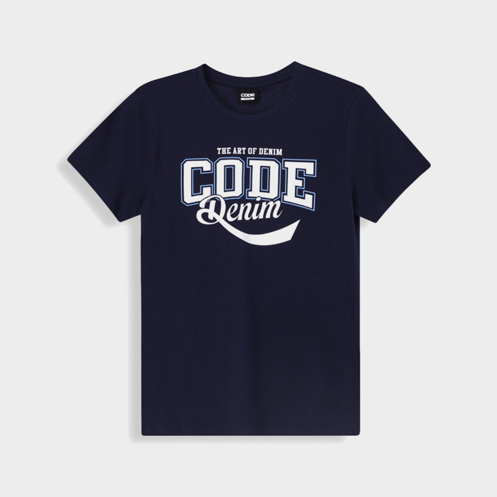Code Mens Denim Swoosh Graphic Tee Blue