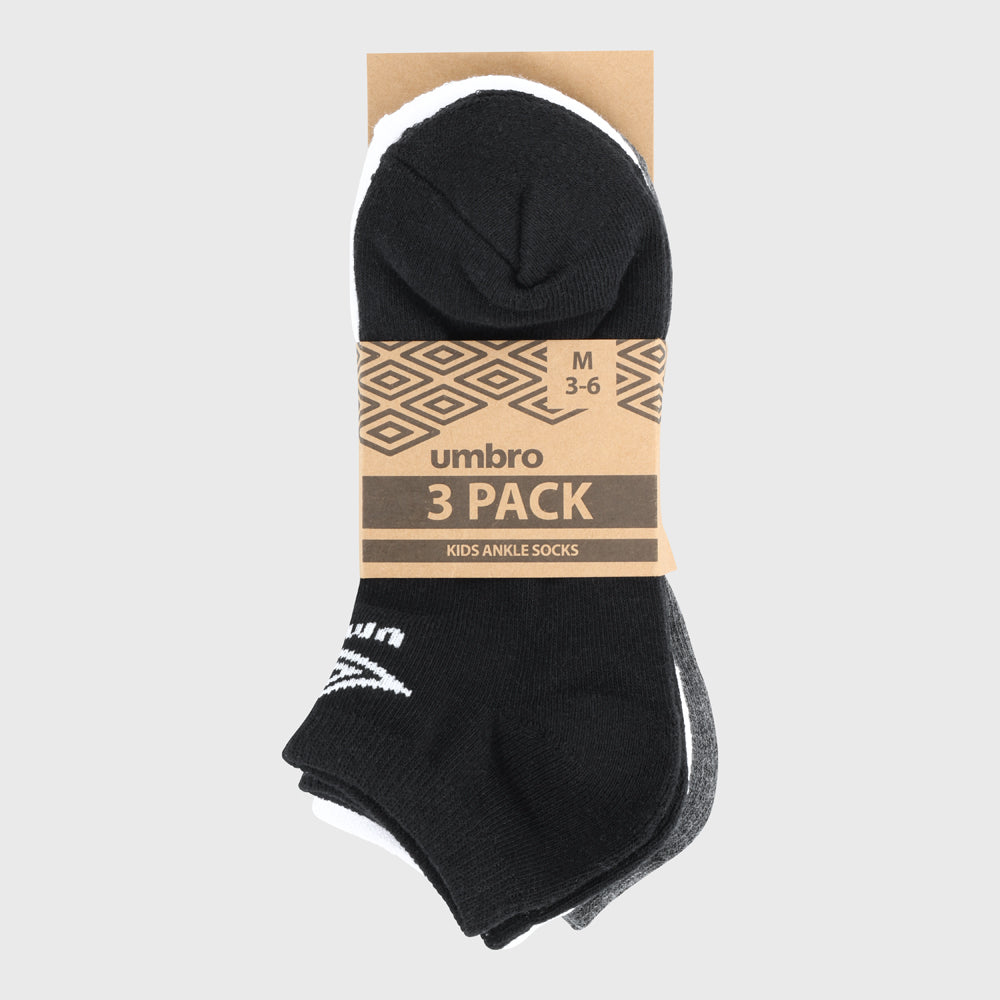 Umbro 3 Pack Anklet Sock Black