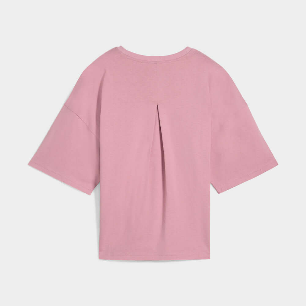 Puma Womens Her Oversized Tee Pink back view showcasing relaxed fit and elegant design.