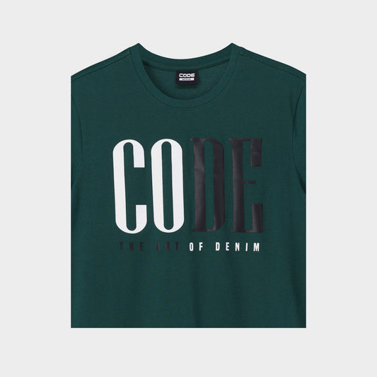 Code Mens Half Serif Graphic Tee Green