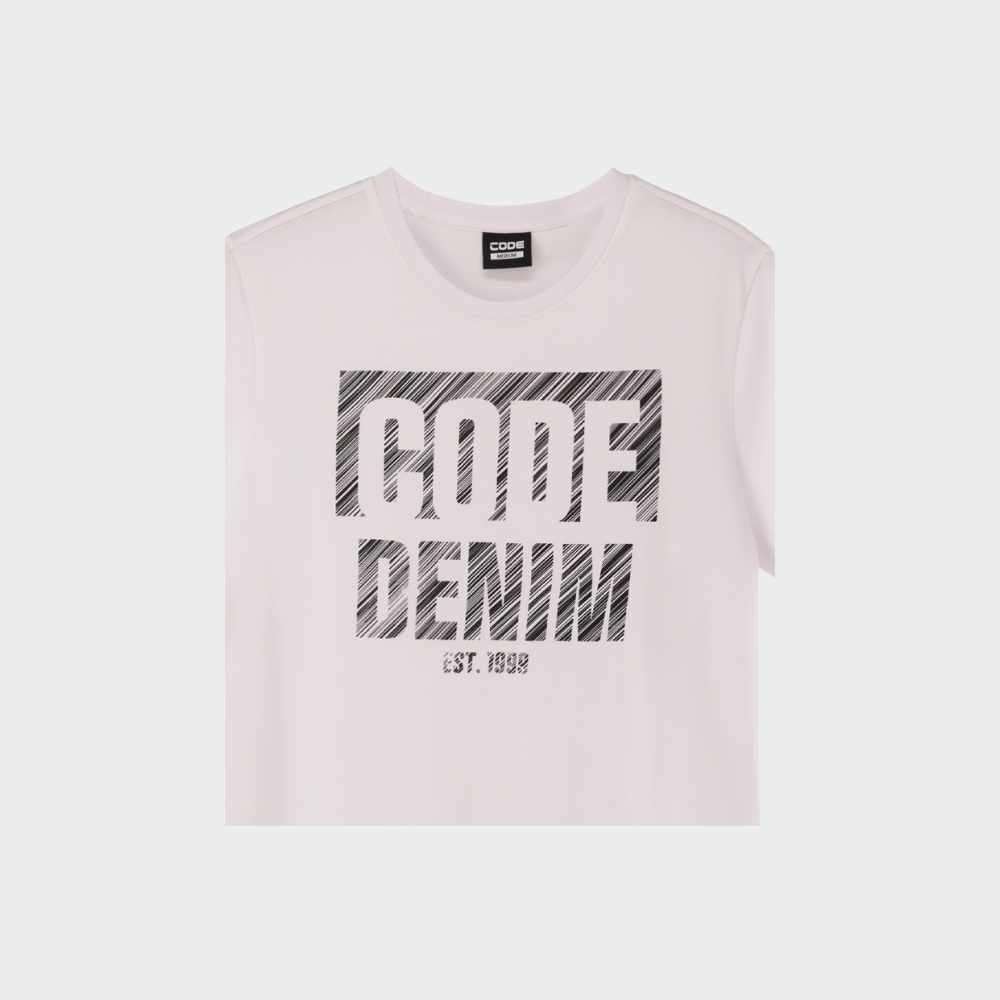Code Mens Scratch Bg Graphic Tee White