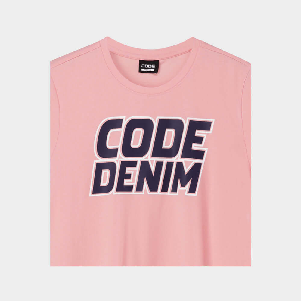 Code Mens Demin Bold Graphic Tee Pink