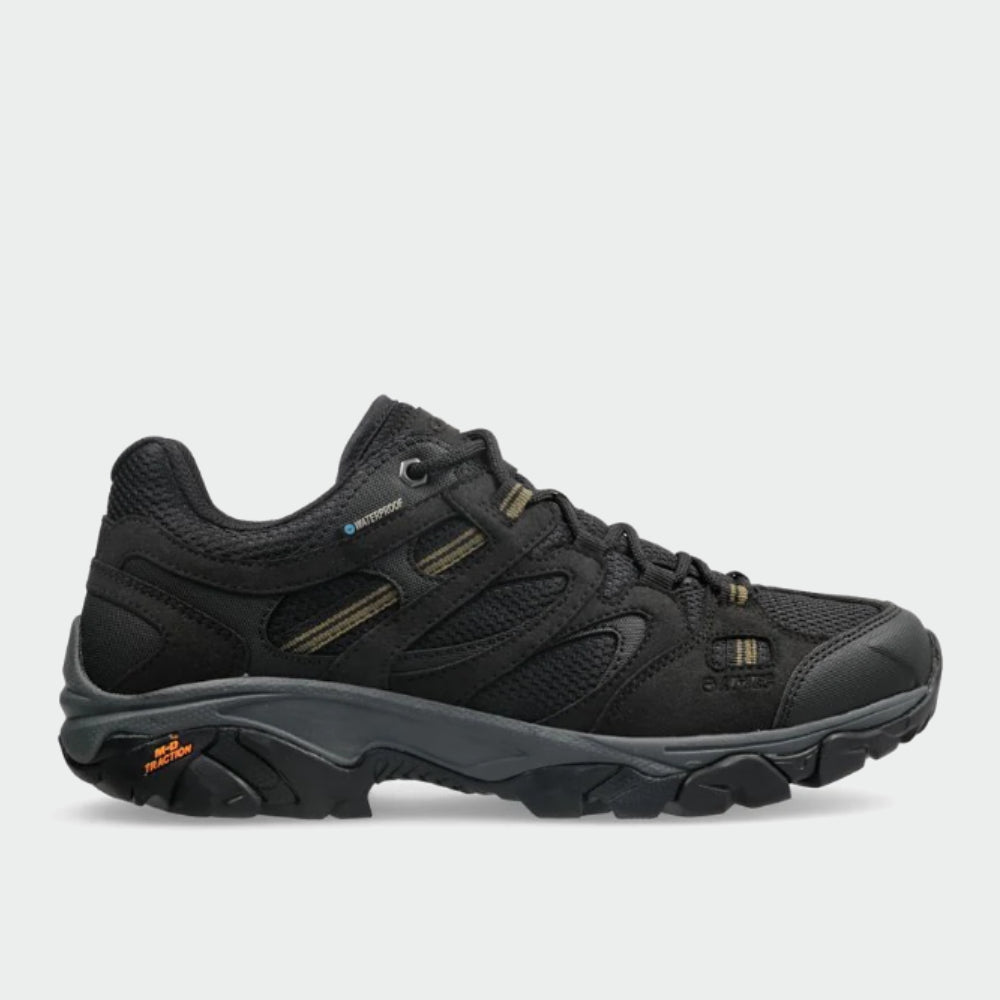 レラ　no6 Hi-Tec Mens Ravus Vent Lite Low WP Hiking Shoes Black – Tekkie Town