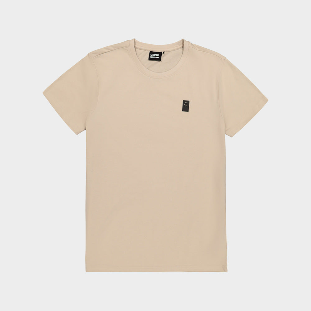 Code Mens Rib Crew Neck Tee Beige