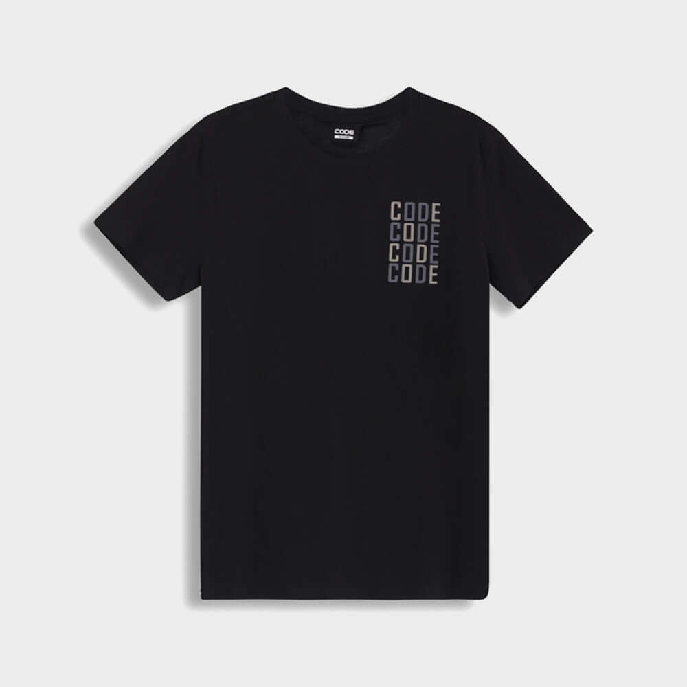 Code Mens Foil Repeat Graphic Tee Black