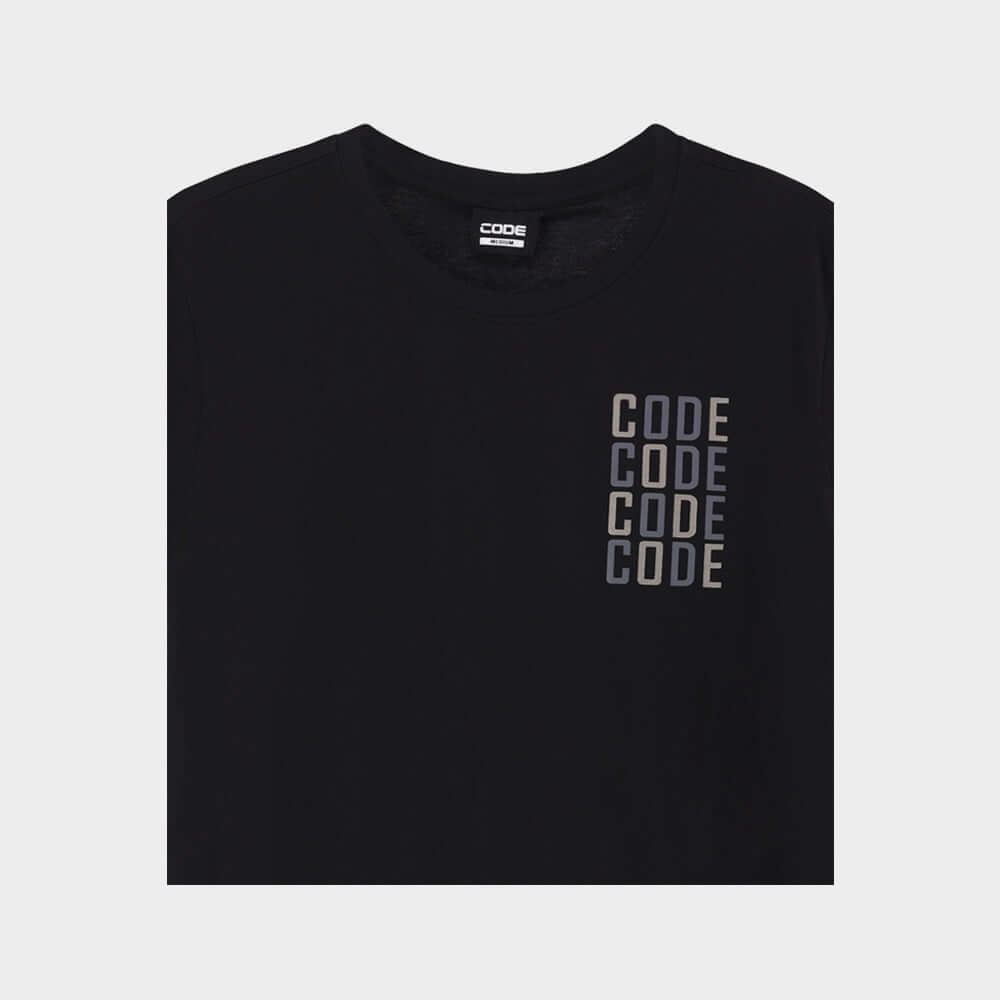 Code Mens Foil Repeat Graphic Tee Black