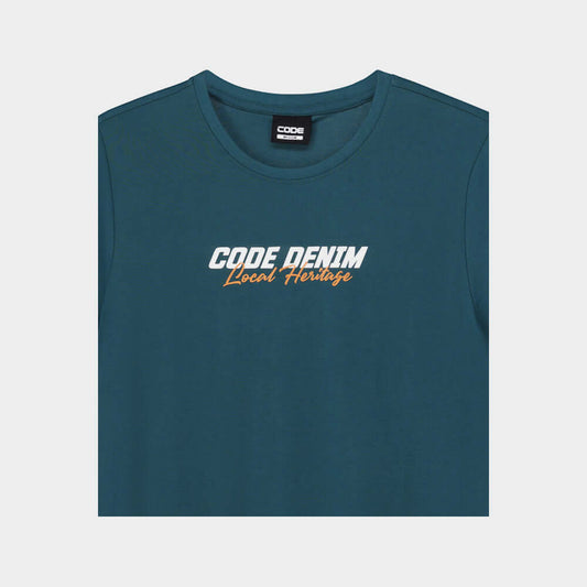 CODE MENS Slant Small Font Tee GREEN