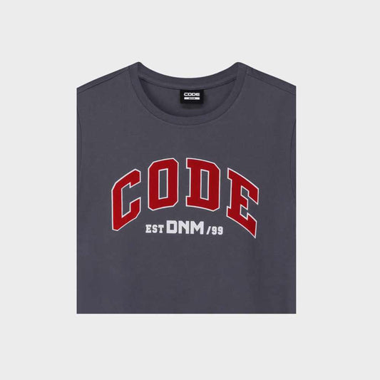 CODE MENS Curved Flock Graphic Tee GREY