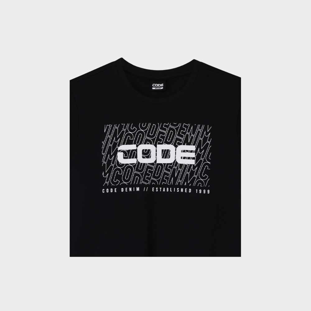 Code Mens Outline Bg Graphic Tee Black