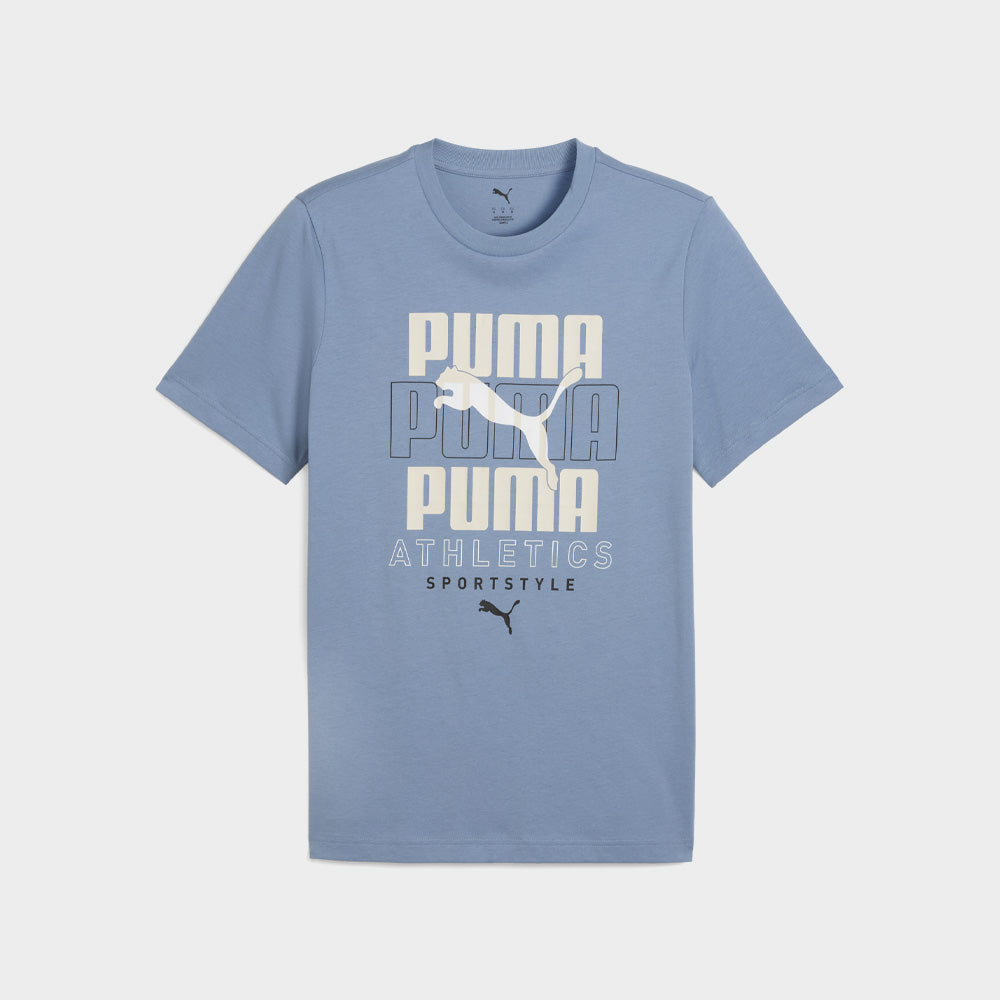 Puma Mens Graphic Stacked Tees Blue