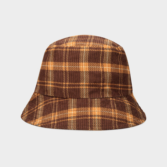 Code Check Print Bucket Hat Brown
