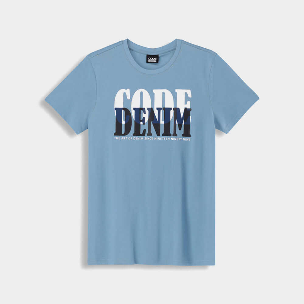 Code Mens Serif Overlap Graphic Tee Blue