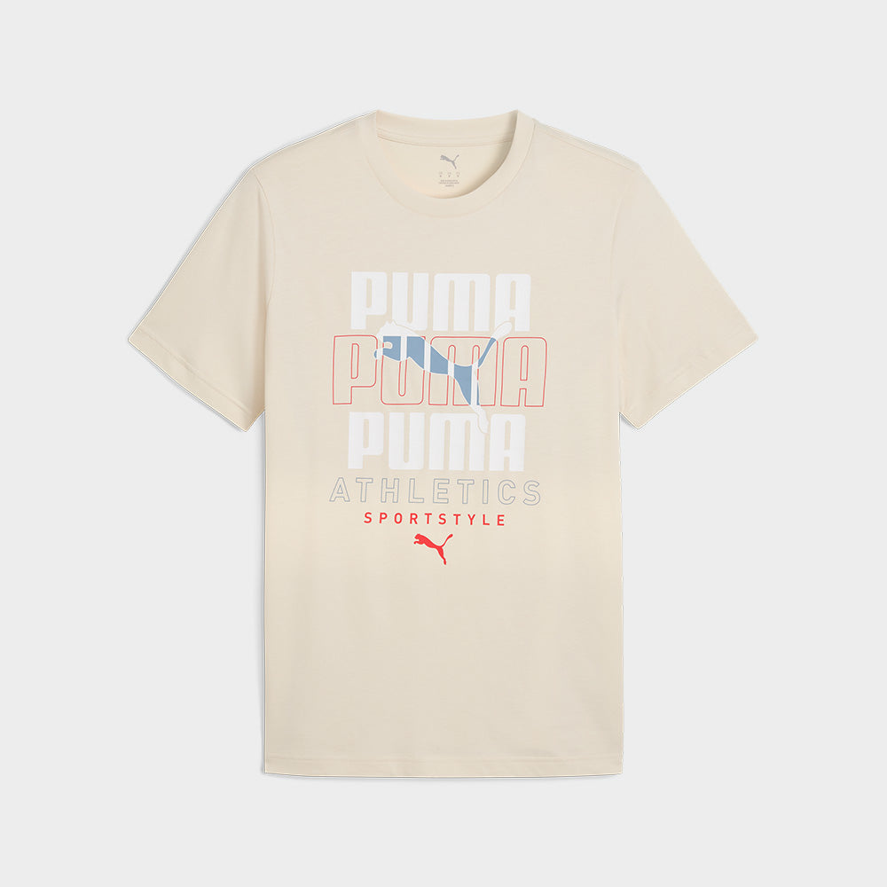 Puma Mens Graphic Stacked Tees Beige