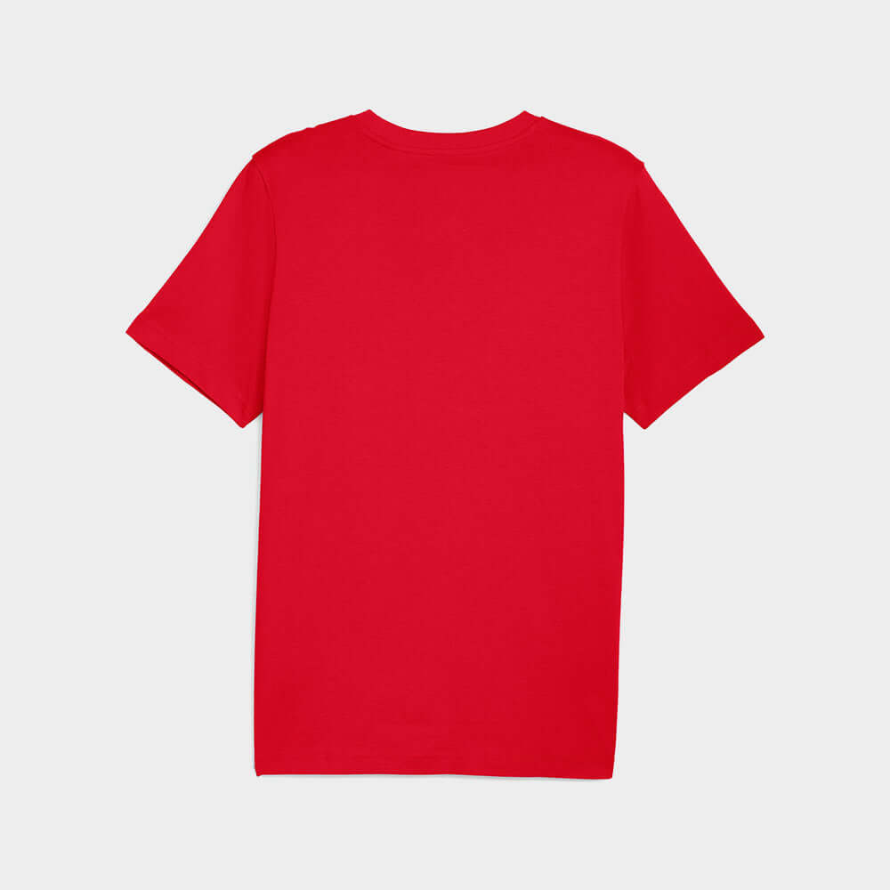 Puma Mens Graphic Cat Logo Tee Red back view, showcasing vibrant red color and regular fit design.
