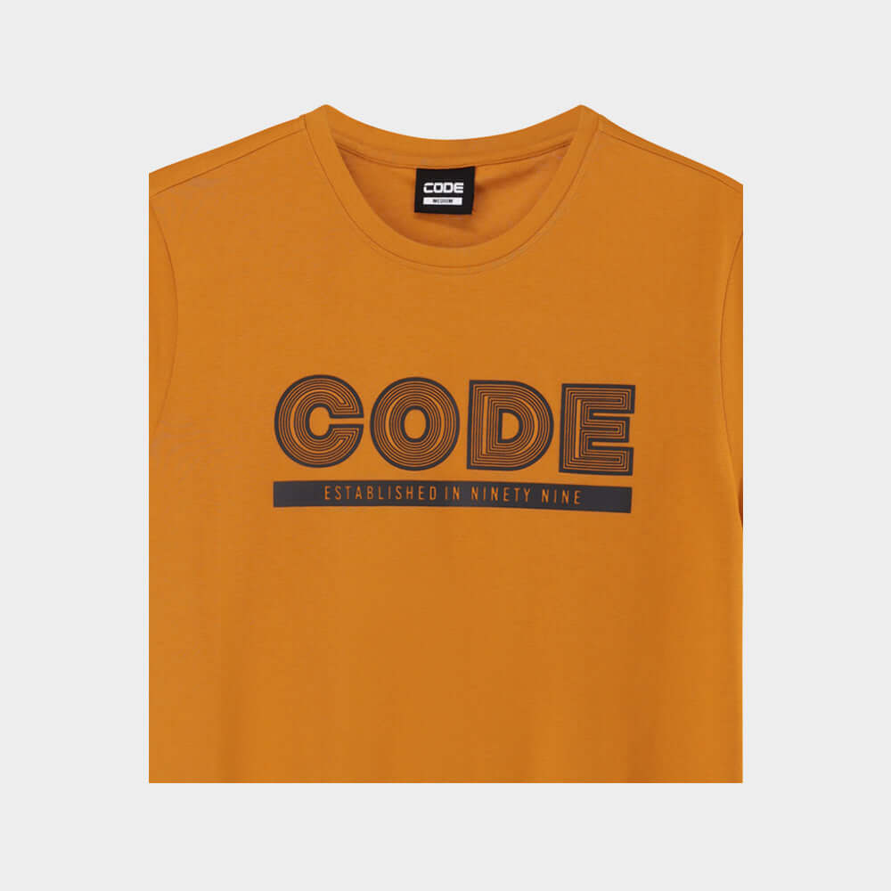 Code Mens Curved Stripe Hd Graphic Tee Yellow