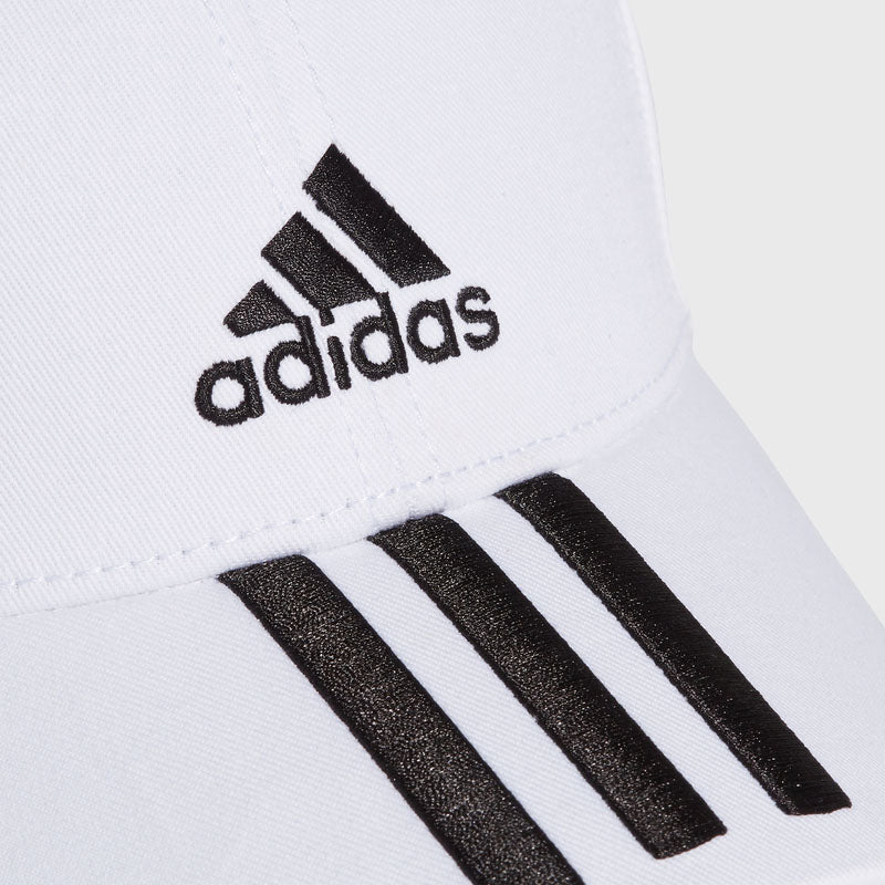 Adidas 3 Stripe 6 Panel Cotton Cap White