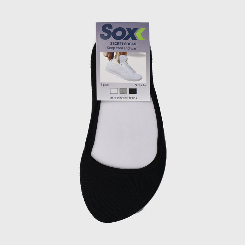 Sox Unisex 3 Pack Invisible Sock 4-7 Black/Multi _ 169209 _ Multi