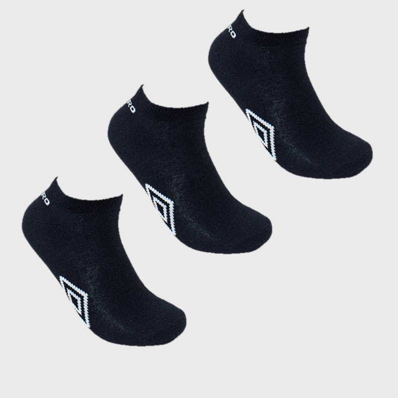 Umbro Unisex 3 Pack Ankle Socks Black/White _ 169709 _ Black