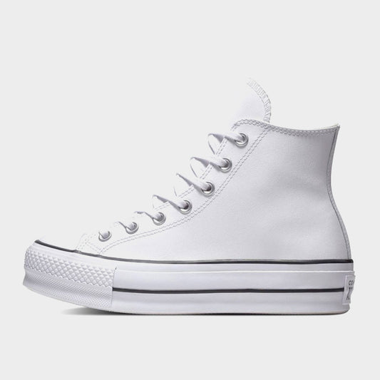 CONVERSE WOMENS Chuck Taylor All Star Leather Platform High Top sneakers WHITE