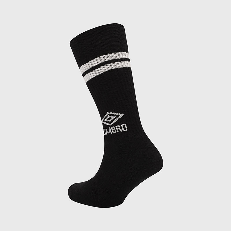 Umbro Unisex 3 Pack Stripe Crew Socks Black/White _ 169728 _ Black