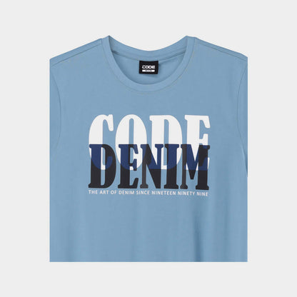 Code Mens Serif Overlap Graphic Tee Blue