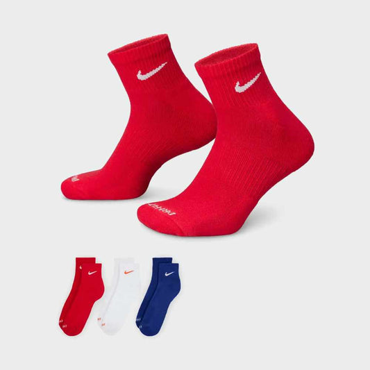 NIKE 185081-3 Pack Training Ankle Socks-RED MULTI RED