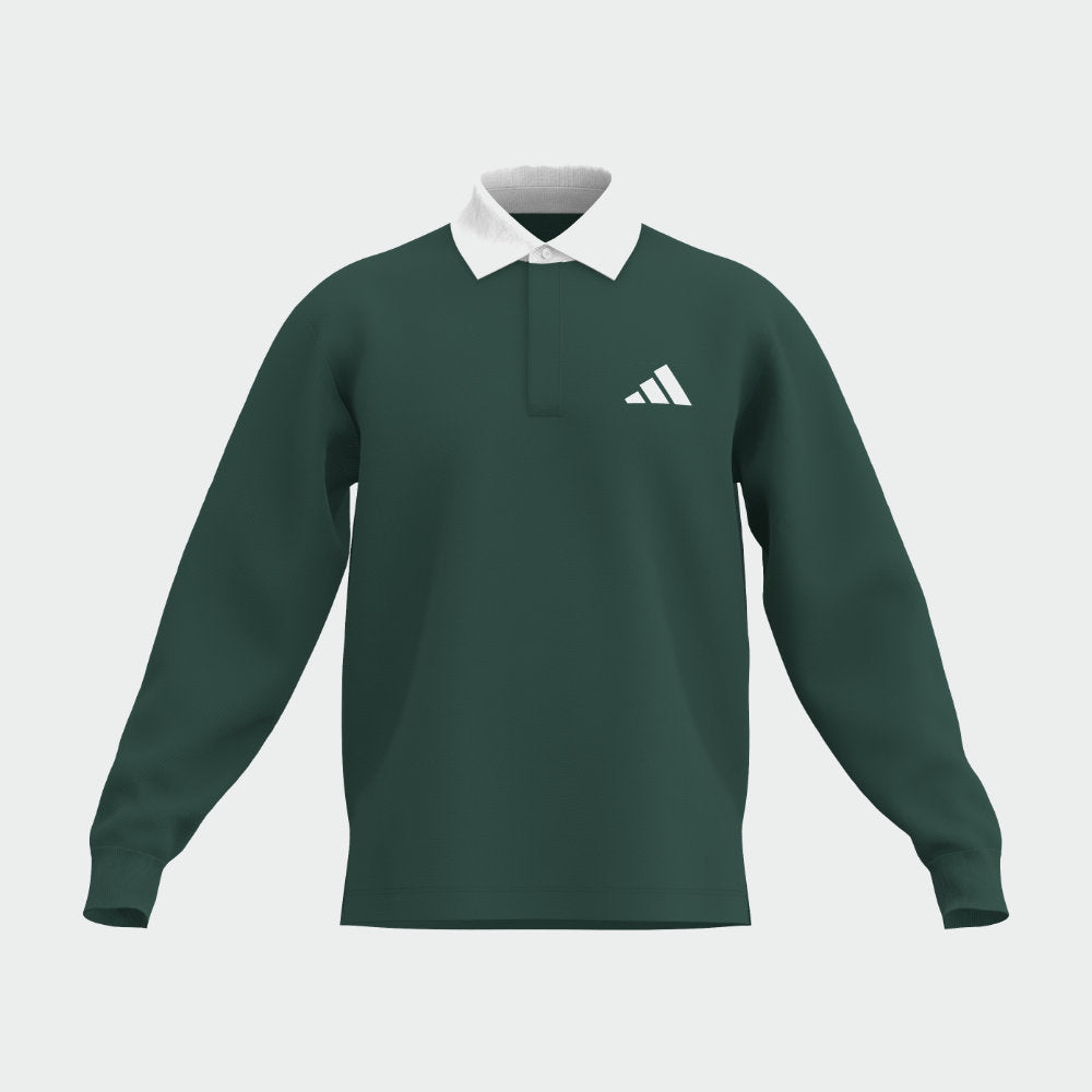 Adidas Mens Small Logo Pique Long Sleeve Polo Green